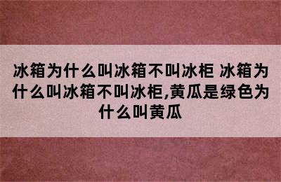 冰箱为什么叫冰箱不叫冰柜 冰箱为什么叫冰箱不叫冰柜,黄瓜是绿色为什么叫黄瓜